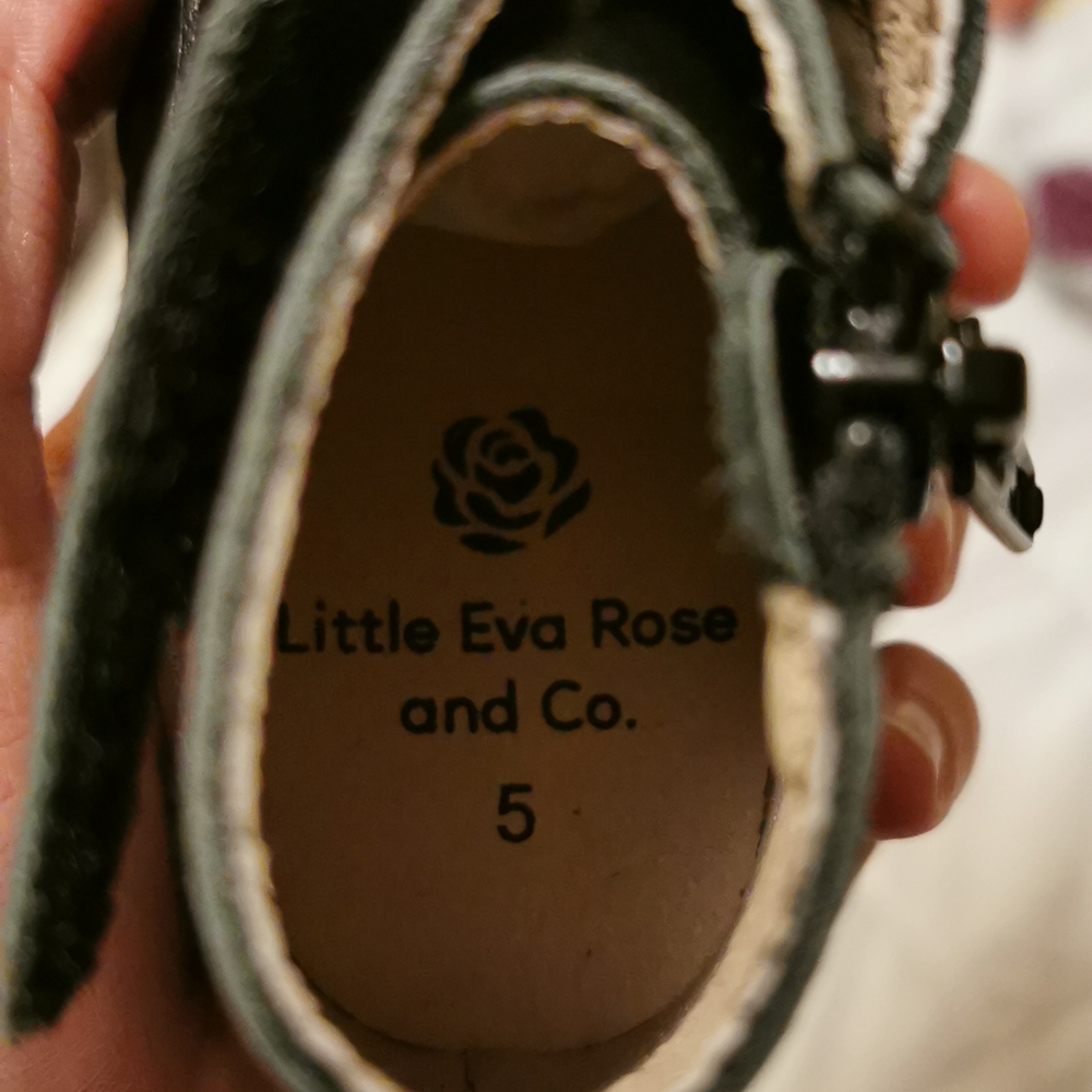 SOLD ON FB- Little Eva Rose & Co Black Leather boots (size 5- baby) - Picture 4 of 14